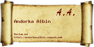 Andorka Albin névjegykártya